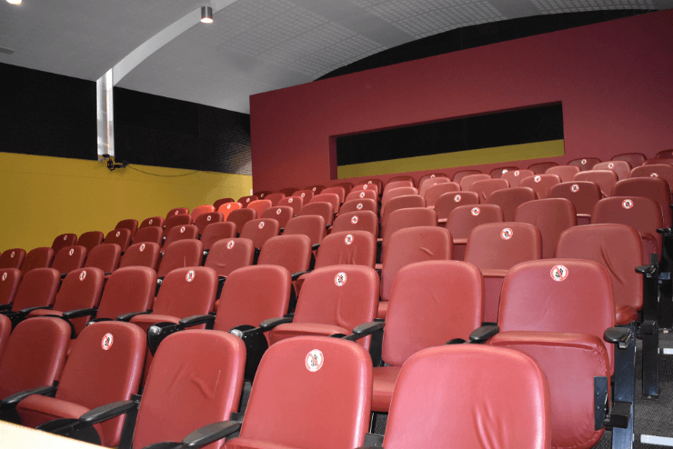 Professional conference auditorium with tiered seating